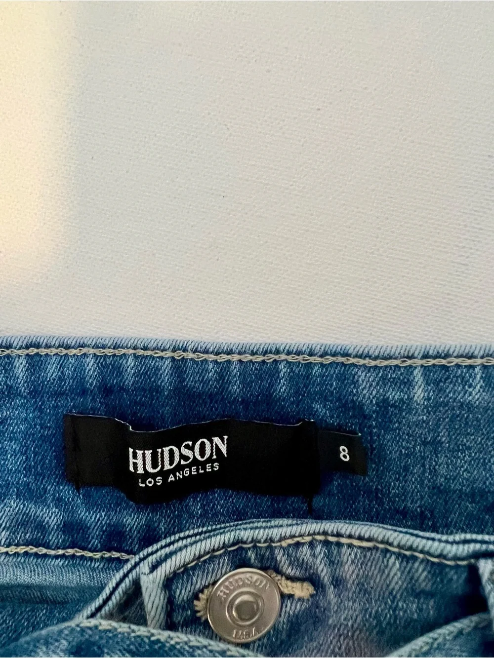 Hudson Jeans Light Blue Cropped Wide-Leg Tie-Waist Jeans